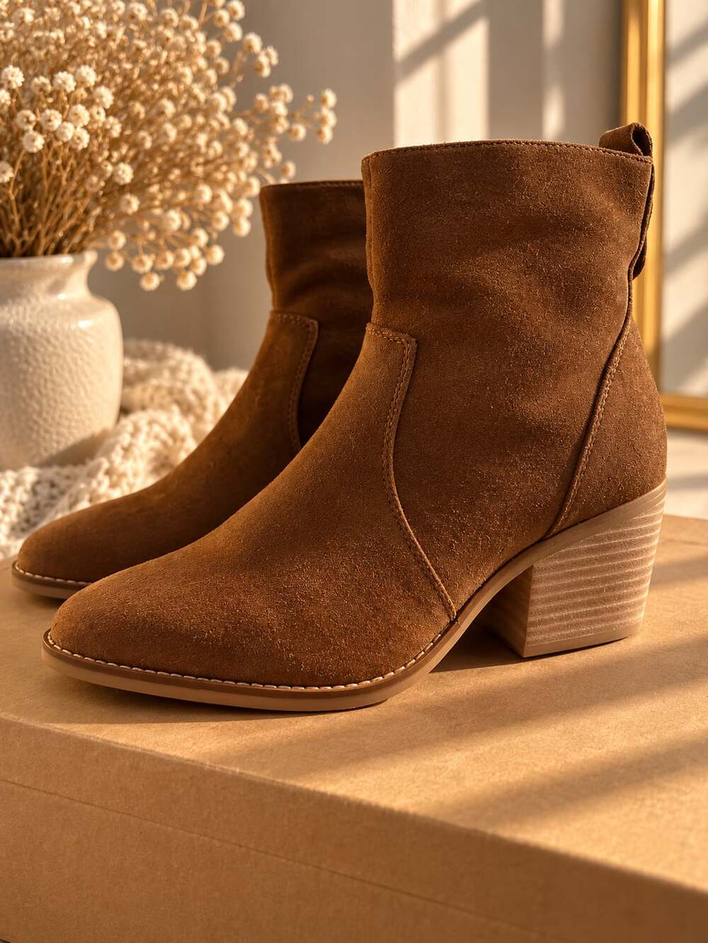 Brown Suede Ankle Booties